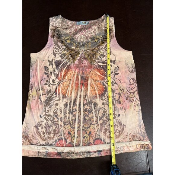 Womens Unity World Wear Petite Sleeveless Butterfly Print Top PL - Picture 8 of 8